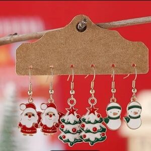 3 Pairs of Christmas festive Dangle Earrings great stocking stuffer